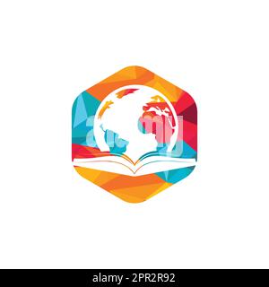 Vorlage für das Vektor-Logo der Buchwelt. Globale Logovorlage für das Design von Büchern für den Bildungsbereich. Stock Vektor