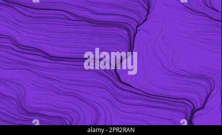 Violetter abstrakter Konzepthintergrund. Digitales Kunstdesign. Hintergrund mit modernen Streifen. Gewellte Streifen schwarz und blau auf dunkler Textur. Stockfoto