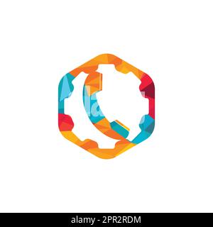 Gear Phone Call Logo Template Design. Stock Vektor