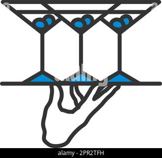 Tablett Mit Kellnerhand Und Martiniglas-Symbol Stock Vektor