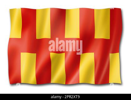 Northumberland County Flagge, Großbritannien winkende Bannersammlung. 3D-Darstellung Stockfoto