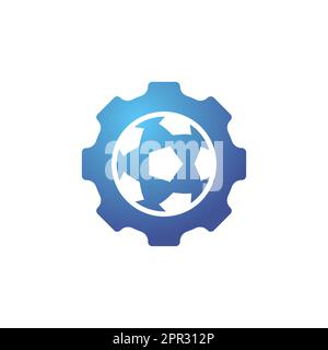 Fußballausrüstung Vektor-Logo-Designvorlage. Einzigartige Design-Vorlage für Fußball- und Industrieflogos. Stock Vektor