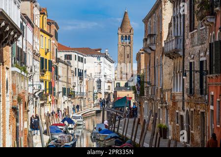 Rio di San Barnaba Kanal, Dorsoduro, Venedig, Venetien, Italien Stockfoto