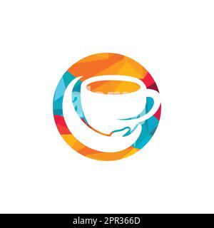 Coffee Care Vector-Logo-Design. Design mit Kaffeetasse und Hand-Symbol. Stock Vektor