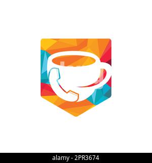 Vektor-Logo für Coffee Call. Symbol für Hörer und Tasse. Stock Vektor
