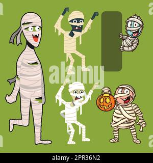 Sammlung von Mummy-Ghost-Cartoon Stock Vektor
