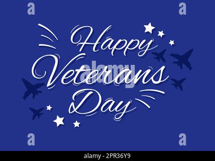 Veterans Day am 11. November Vorlage Handgezeichnete Cartoon flache Illustration mit USA Flagge und Armee zu Ehren aller, die gedient haben Stock Vektor