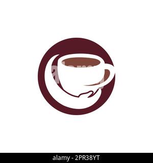 Coffee Care Vector-Logo-Design. Design mit Kaffeetasse und Hand-Symbol. Stock Vektor