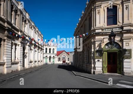 Lager- und Geschäftsgebäude, Harbour Street, Oamaru, North Otago, South Island, Neuseeland Stockfoto