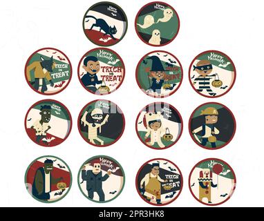 Halloween-Aufkleber Mit Rundem Siegeletikett Stock Vektor