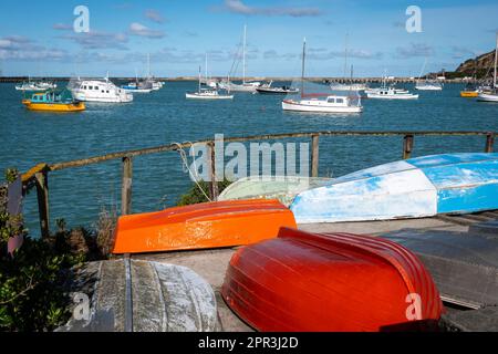 Boote im Hafen, Oamaru, Nord-Otago, Südinsel, Neuseeland Stockfoto