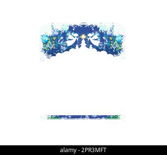 Abstrakte Karte mit Engeln, Schneeflocken und Weihnachtskugeln Stock Vektor