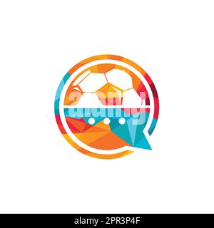 Vektor-Logo für Fußballgespräche. Design-Konzept für Sport-Chat-Vektor-Logo. Stock Vektor