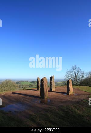 Die vier Steine auf dem Gipfel der Clent Hills, Worcestershire, England, Großbritannien. Stockfoto