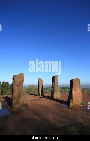 Die vier Steine auf dem Gipfel der Clent Hills, Worcestershire, England, Großbritannien. Stockfoto