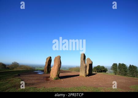 Die vier Steine auf dem Gipfel der Clent Hills, Worcestershire, England, Großbritannien. Stockfoto