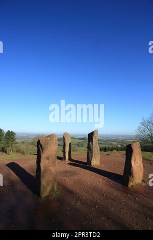 Die vier Steine auf dem Gipfel der Clent Hills, Worcestershire, England, Großbritannien. Stockfoto