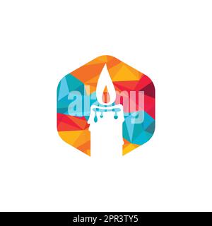 Designvorlage für Kerzenvektor-Logo. Illustration Moderne Vorlage für das Logo des Kerzenlichts. Stock Vektor