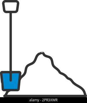 Ikone Der Konstruktion Schaufel Und Sand Stock Vektor
