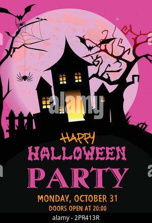 Halloween-Party-Flyer Mit Horror Castle Stock Vektor