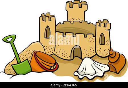 Cartoon Sandburg am Strand Clip Art Illustration Stock Vektor