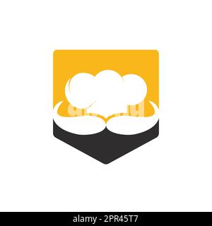 Mister Chef Vector-Logo-Vorlage. Kappen- und Schnurrbart-Design. Stock Vektor