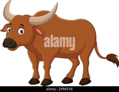 Cartoon Büffel auf weißem Hintergrund Stock Vektor