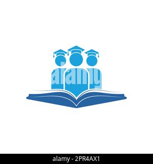 Design des Vektorlogos für Bildung und Lernen. Design von Schülern und Buchsymbolen. Stock Vektor