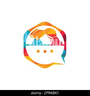 Vektor-Logo für Fußballgespräche. Design-Konzept für Sport-Chat-Vektor-Logo. Stock Vektor