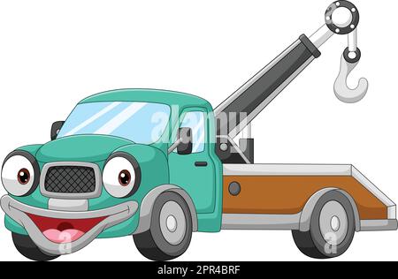 Cartoon lächelnd Auto Abschleppwagen Maskottchen Stock Vektor