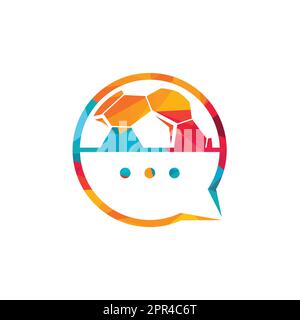 Vektor-Logo für Fußballgespräche. Design-Konzept für Sport-Chat-Vektor-Logo. Stock Vektor