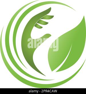 Hände, Blätter, Wellness, Naturheilkunde, Gärtner, Logo Stock Vektor
