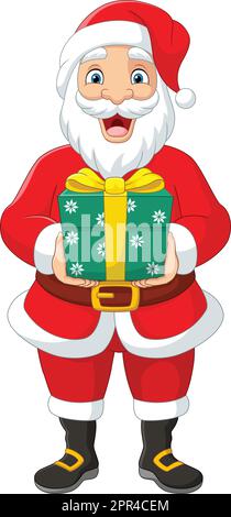 Cartoon santa claus auf einem Motorroller mit rotem Sack Stock Vektor