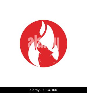 Design-Vorlage für Wolf Fire Vector-Logo. Stock Vektor