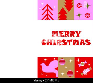 FRÖHLICHE WEIHNACHTSKARTE ILLUSTRATION Stockfoto