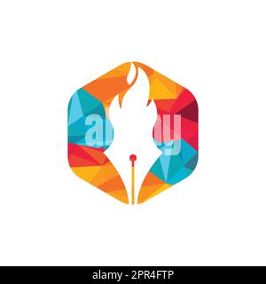 Design-Konzept des Fire Pen Vector Logos. Logo-Symbol für Hot-Writer-Vektor. Stock Vektor