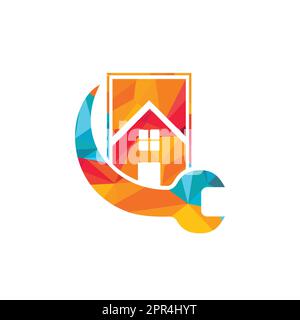 Design-Vorlage für das Vektorlogo für Hausreparaturen. Logo-Design für Hausrestaurations- und Renovierungsservice. Stock Vektor