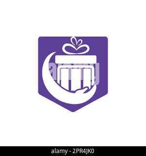 Vorlage für das Vektor-Logo von Gift Care. Logo-Vorlage für Souvenirladen. Stock Vektor