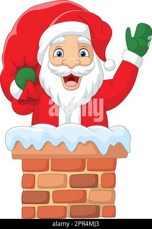 Cartoon weihnachtsmann im Kamin Stock Vektor