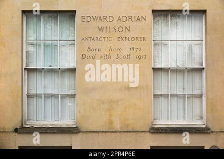 Haus Geburtsort des Doktors / Dr. Edward Adrian Wilson, der zusammen mit Captain Scott bei der Terra Nova Expedition zum Südpol umkam. 91 Montpellier Terrace, Cheltenham. UK. (134). Stockfoto