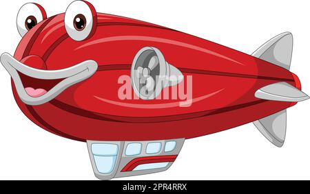 Cartoon lächelndes rotes Zeppelin-Maskottchen Stock Vektor