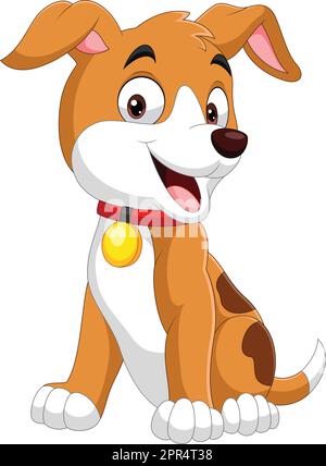 Cartoon lustige kleine Hund sitzen Stock Vektor