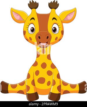 Nettes Baby Giraffe Cartoon sitzen Stock Vektor