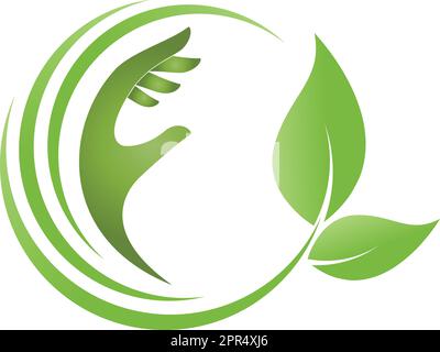 Hände, Blätter, Wellness, Naturheilkunde, Gärtner, Logo Stock Vektor