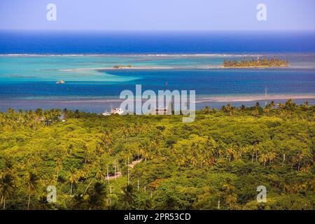 Panoramablick auf die Insel San Andres und das siebenfarbige Meer Kolumbien Stockfoto