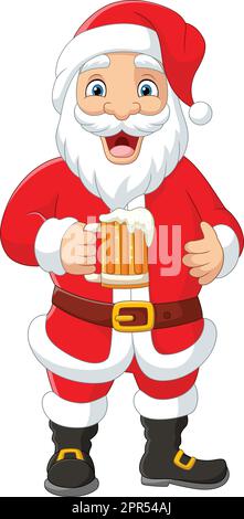 Cartoon weihnachtsmann hält Bier trinken Stock Vektor