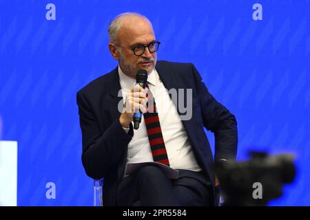 Rom, Italien. 26. April 2023. Während der Pressekonferenz zum Konzert am 1. Mai, bei Studies of the RAI Italian Radio Television, 26. April 2023, Rom, Italien Kredit: Live Media Publishing Group/Alamy Live News Stockfoto