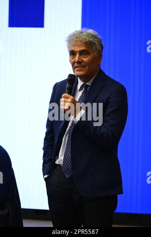 Rom, Italien. 26. April 2023. Während der Pressekonferenz zum Konzert am 1. Mai, bei Studies of the RAI Italian Radio Television, 26. April 2023, Rom, Italien Kredit: Live Media Publishing Group/Alamy Live News Stockfoto