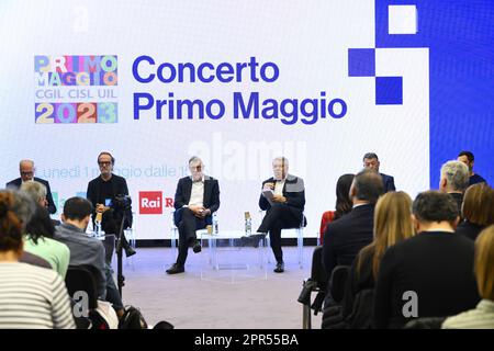 Rom, Italien. 26. April 2023. Während der Pressekonferenz zum Konzert am 1. Mai, bei Studies of the RAI Italian Radio Television, 26. April 2023, Rom, Italien Kredit: Live Media Publishing Group/Alamy Live News Stockfoto
