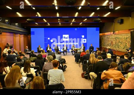 Rom, Italien. 26. April 2023. Während der Pressekonferenz zum Konzert am 1. Mai, bei Studies of the RAI Italian Radio Television, 26. April 2023, Rom, Italien Kredit: Live Media Publishing Group/Alamy Live News Stockfoto